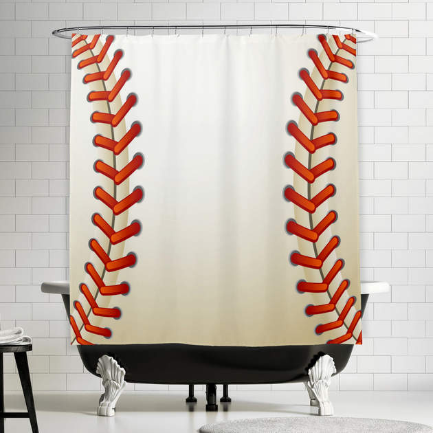 Baseball Texture Stitched Ball Look Shower Curtain