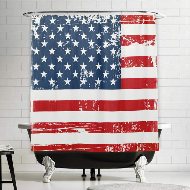 Distressed Grunge American Flag Old Vintage Look Shower Curtain