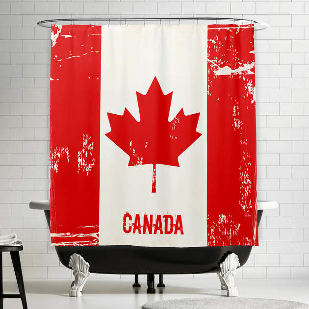 Distressed Grunge Canada Flag Maple Leaf Shower Curtain-0