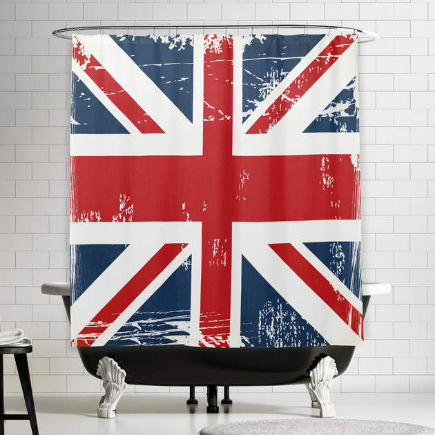 Distressed Grunge UK Flag Union Jack Old Look Shower Curtain-0