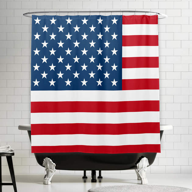 Patriotic American Flag - Classic Red White Blue Shower Curtain