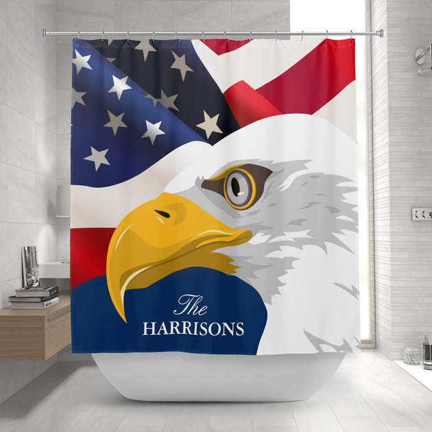 Proud Patriotic American Flag with Bald Eagle Shower Curtain