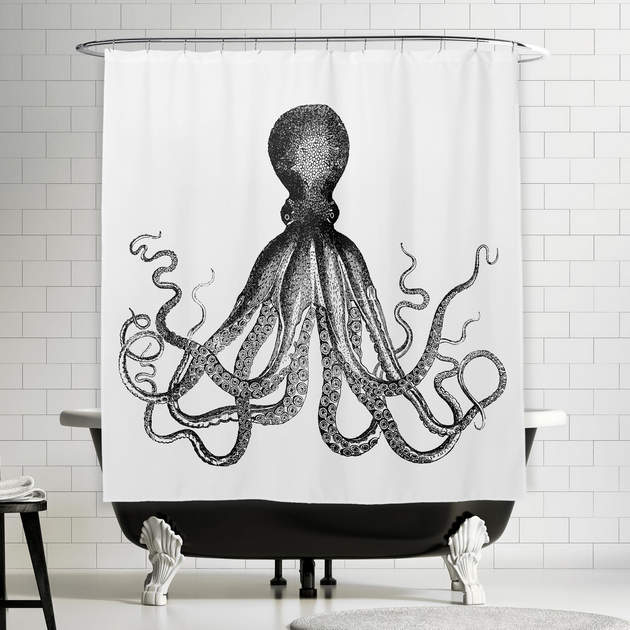Vintage Octopus Bathroom Decorating Ideas Shower Curtain-0
