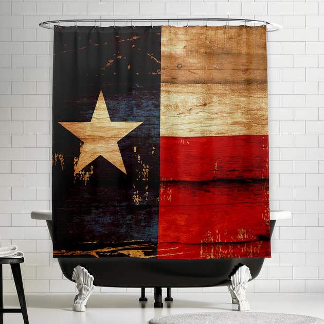 Rustic Wooden Grunge Look Shower Curtain, Texas Shower Curtain